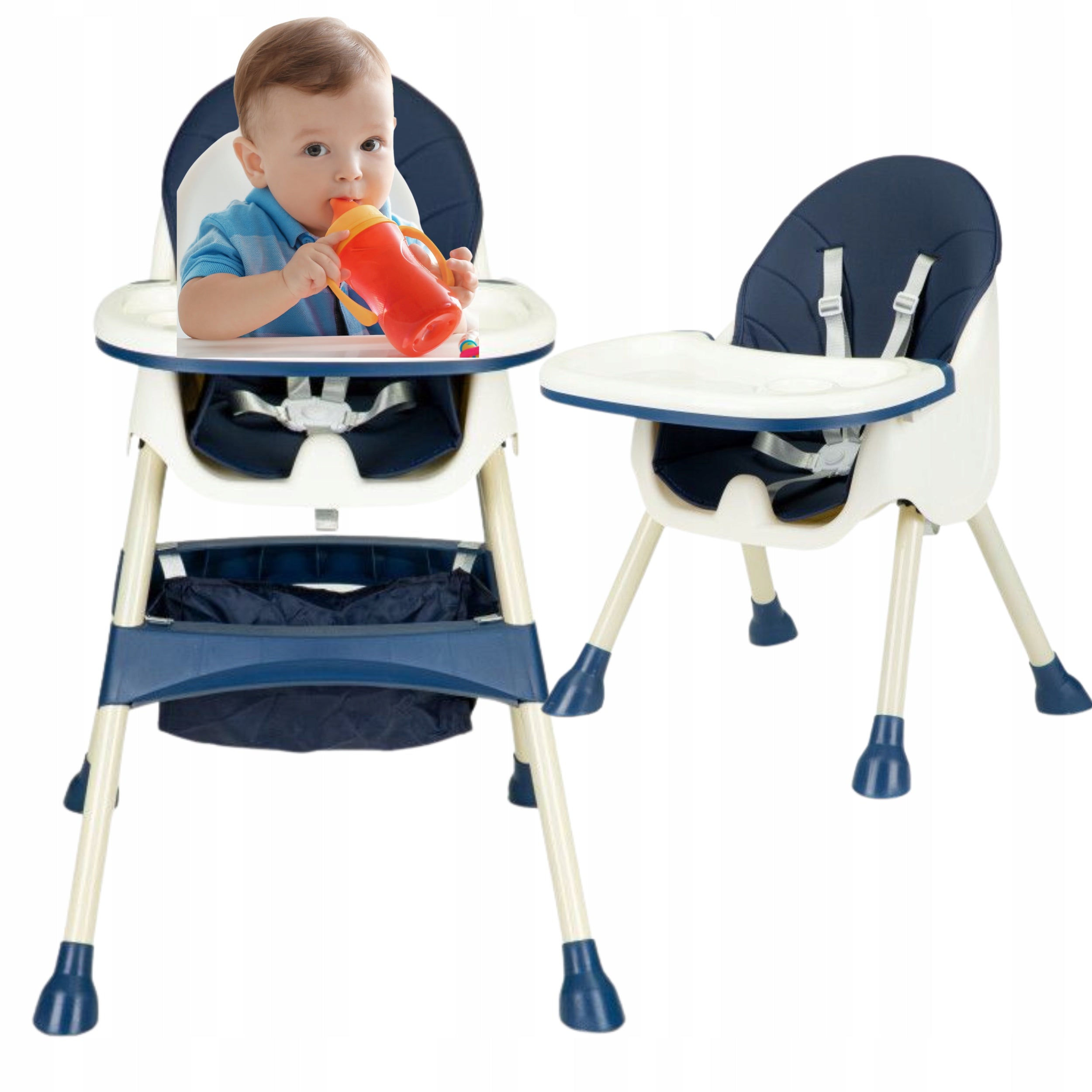 2IN1 BABY HIGHCHAIR FOLDING TABLE TRAY SEAT BASKET