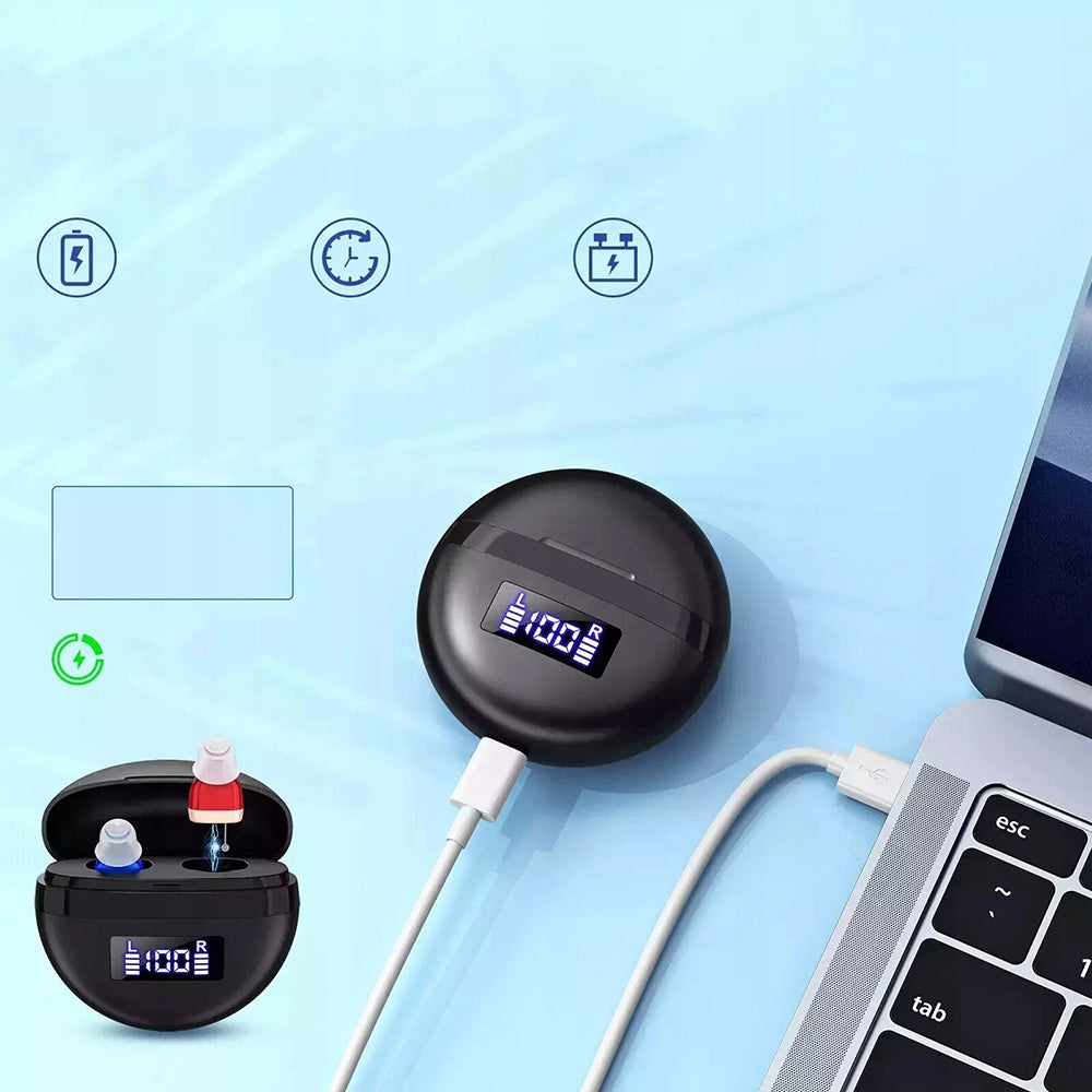 2IN1 CORDLESS DIGITAL HEARING AIDS IN MAGNETIC CASE FOR Ear right and left