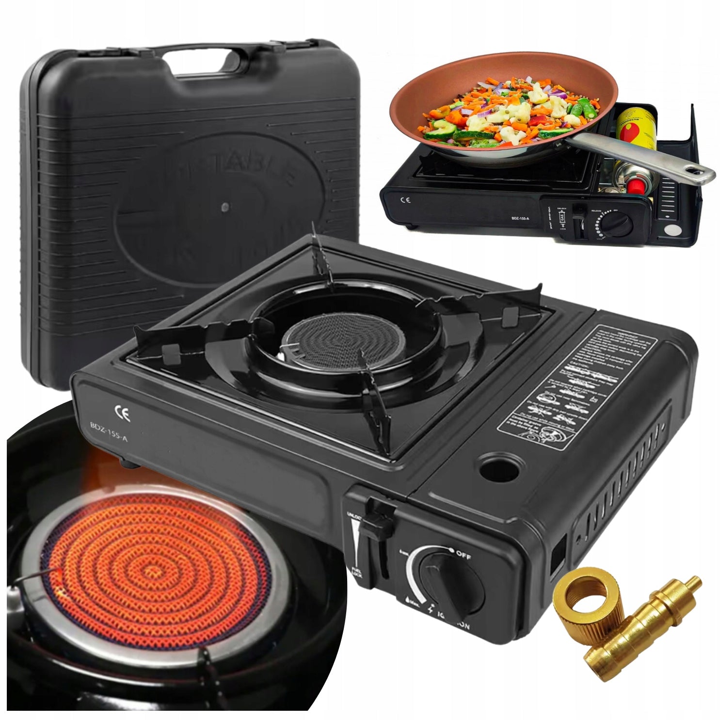 2IN1 PORTABLE GAS TOURIST STOVE + REDUCER WITH SUITCASE