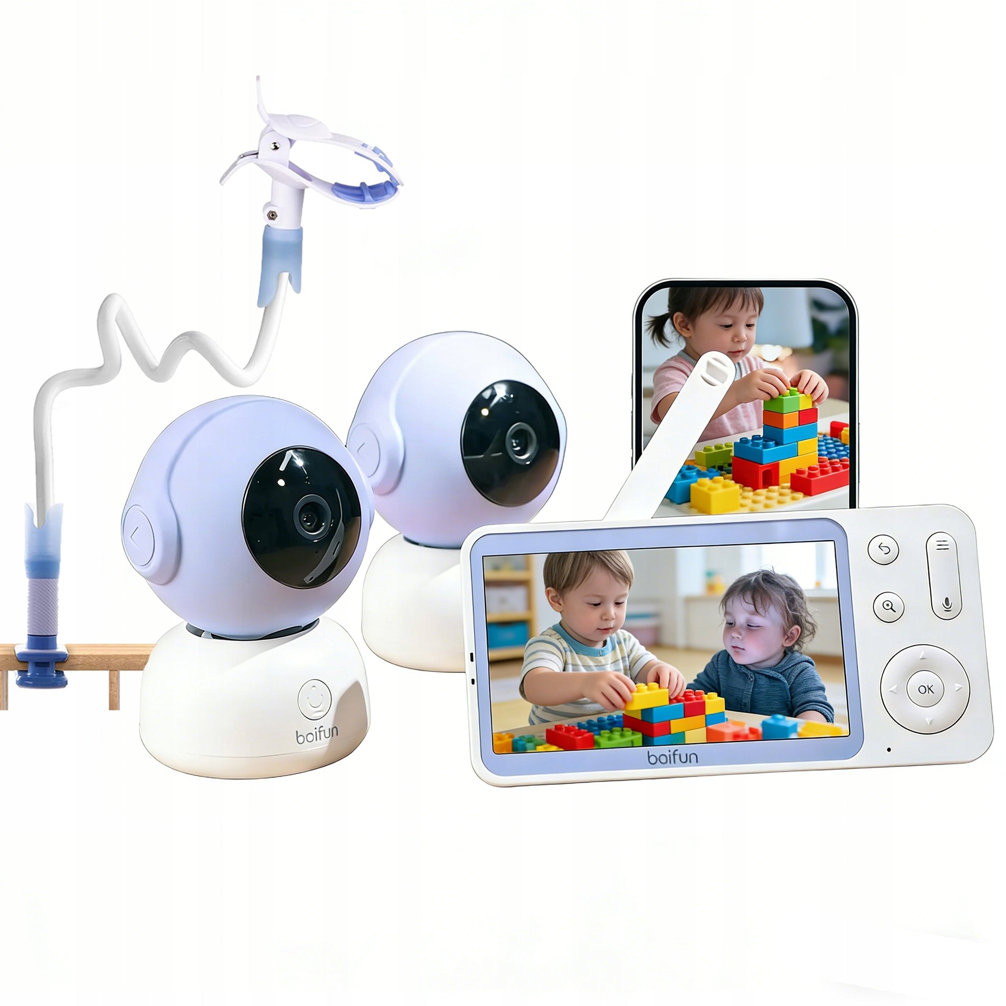 2K Baby Monitor with 2 Cameras and PTZ App Control