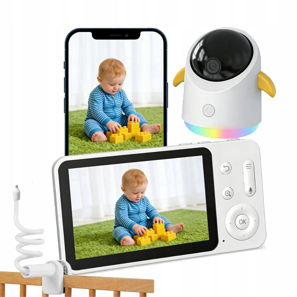 2K NANNY HOME WIFI CAMERA ROTATING 5" 360° PTZ 4XZOOM Screen Control
