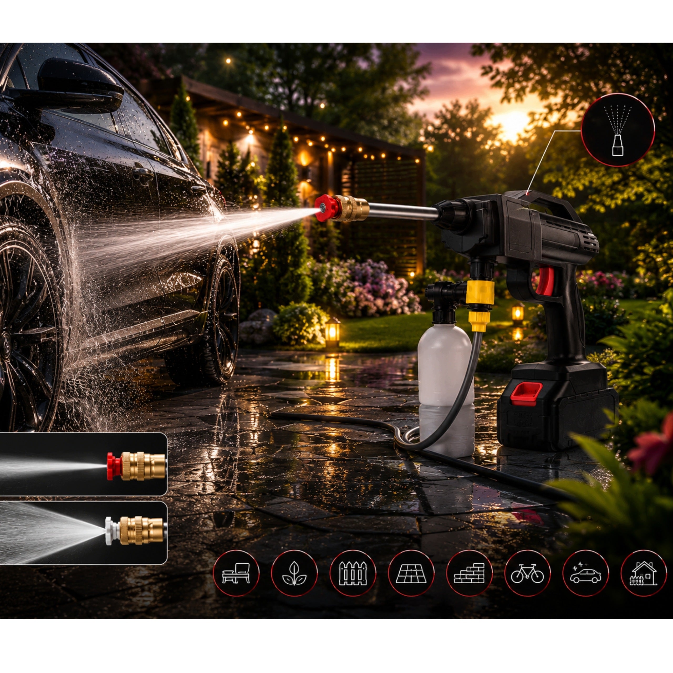 2KU 21V 35BAR CAR BATTERY PRESSURE WASHER SET XXL STRONG Manufacturer code mini myjka ciśnieniowa ADM czarna