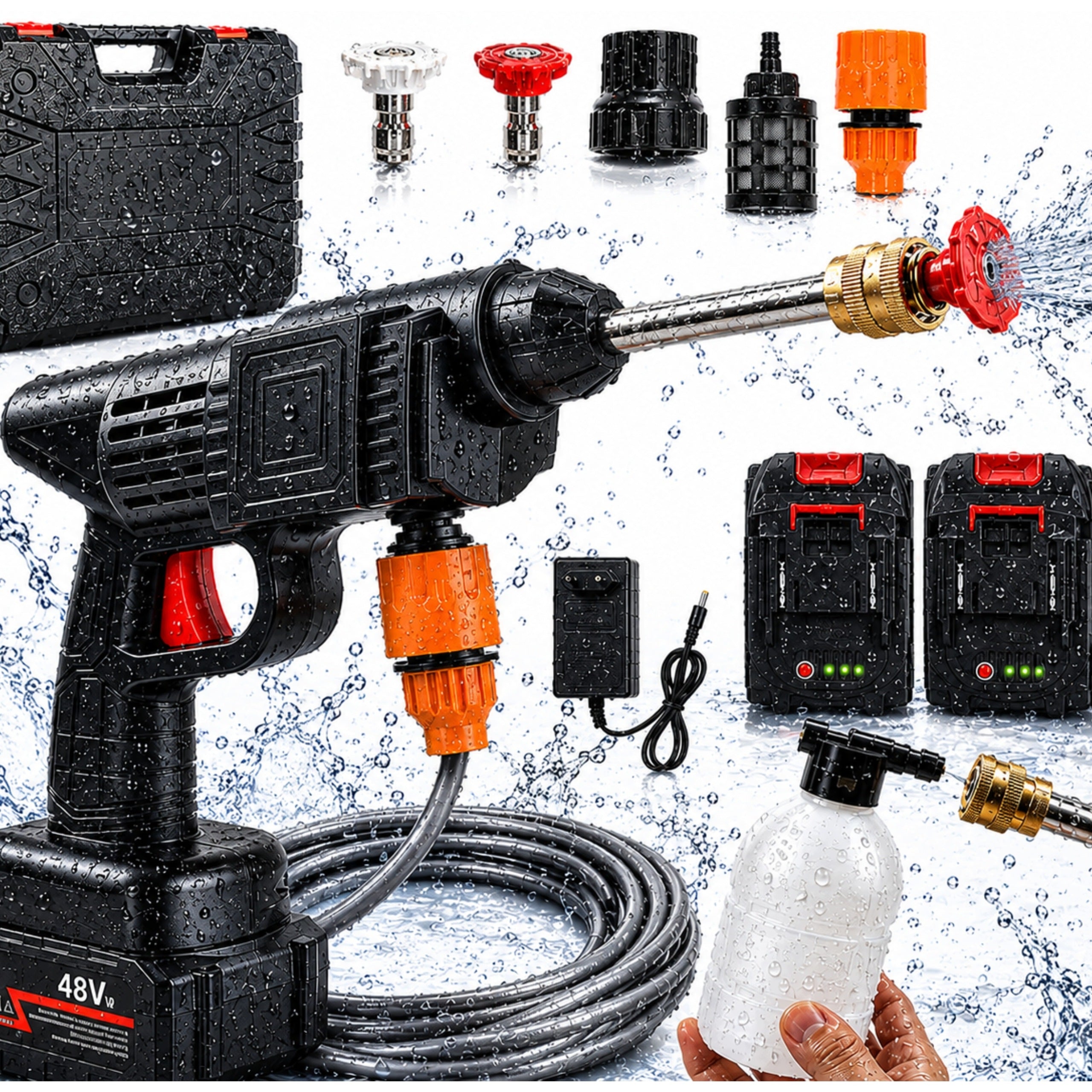 2KU 21V 35BAR CAR BATTERY PRESSURE WASHER SET XXL STRONG