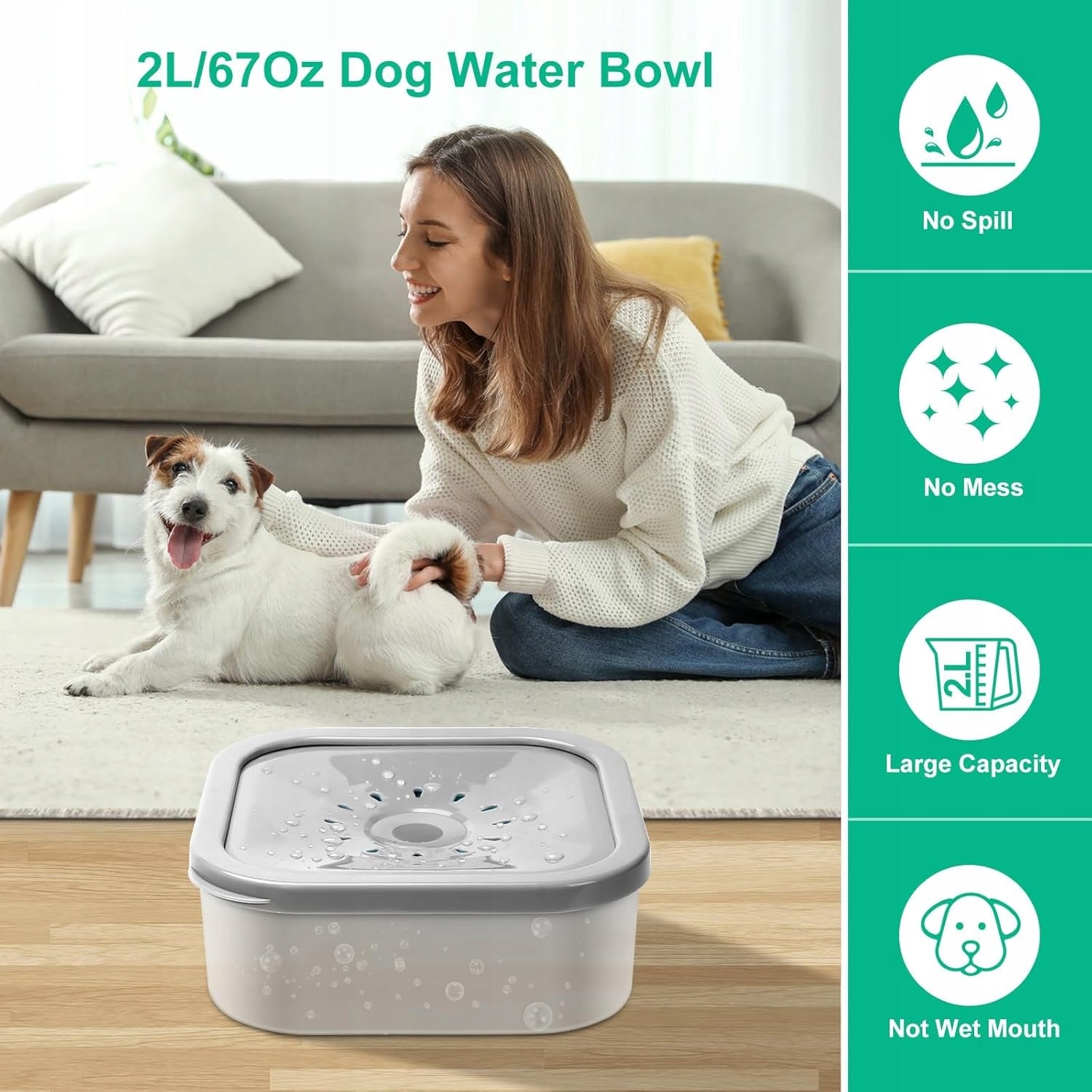 2L DOG BOWL WITH FILTER ANTI-SPILL MUKKELA WATER DISPENSER Capacity 2 l