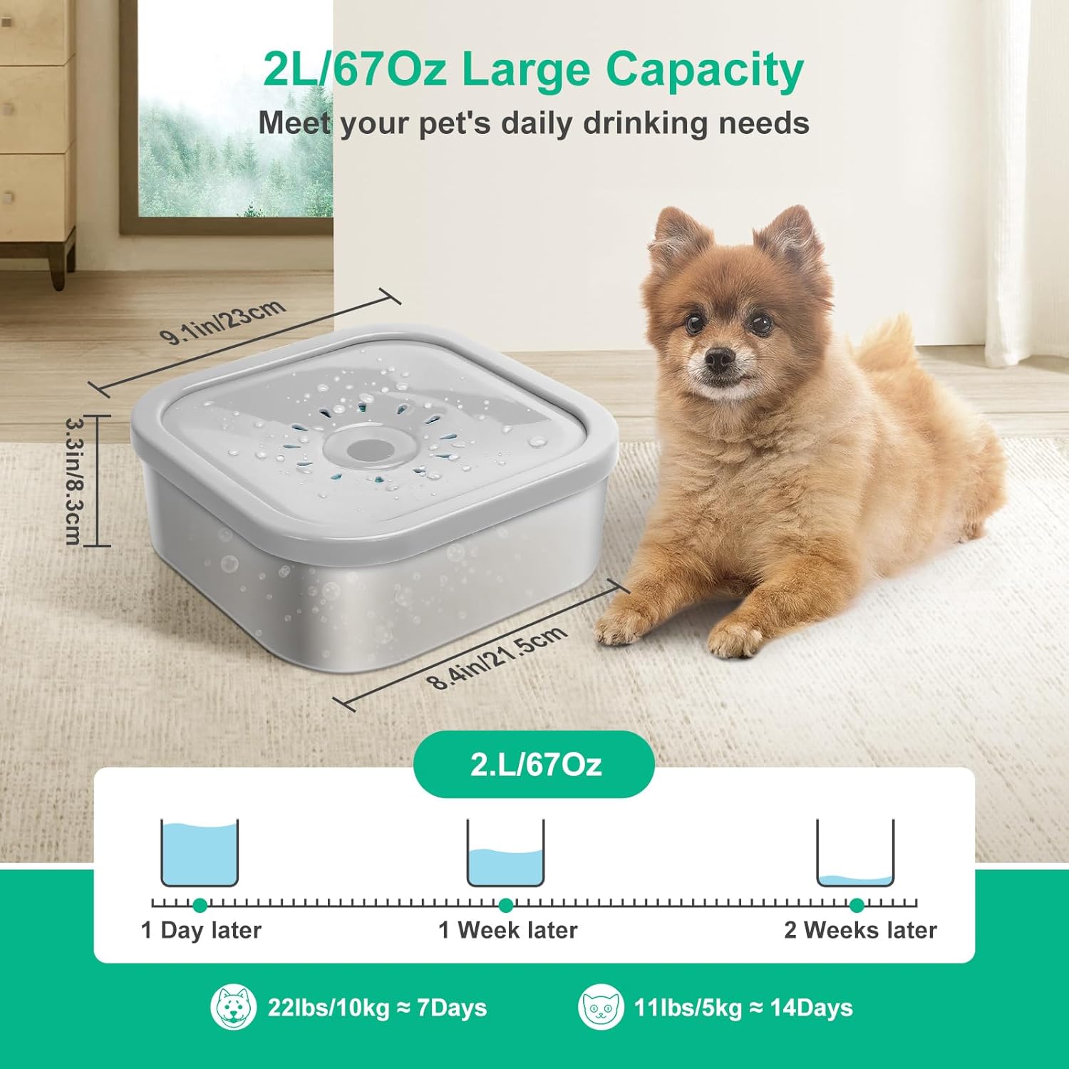 2L DOG BOWL WITH FILTER ANTI-SPILL MUKKELA WATER DISPENSER Material made from a synthetic material