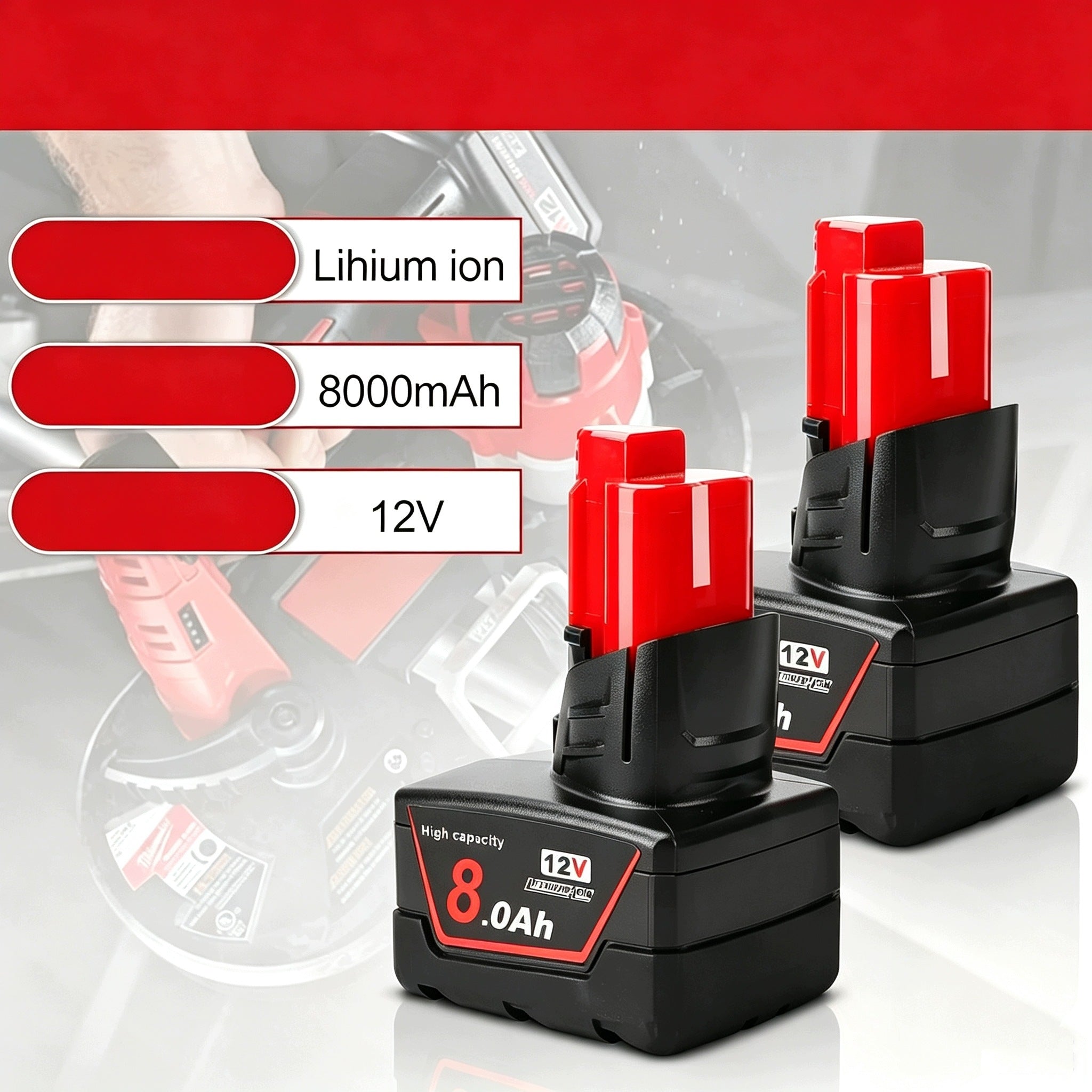 2PCS BATTERY FOR MILWAUKEE M12 12V 8000MAH TO 2420-22 LI-ION Packaging status original