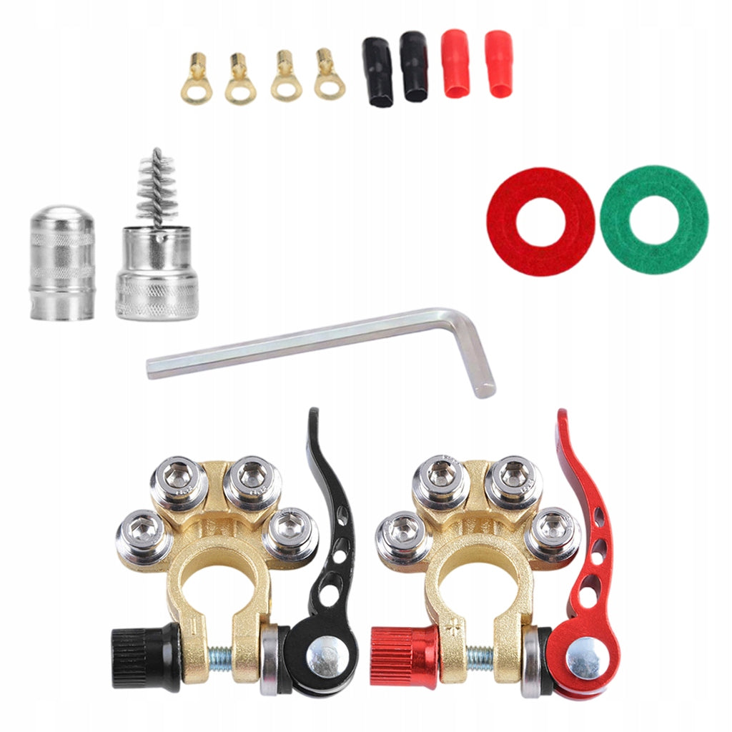 2PCS Battery Terminal Connectors Kits with Washers Brushes for SAE Set B Packaging status original