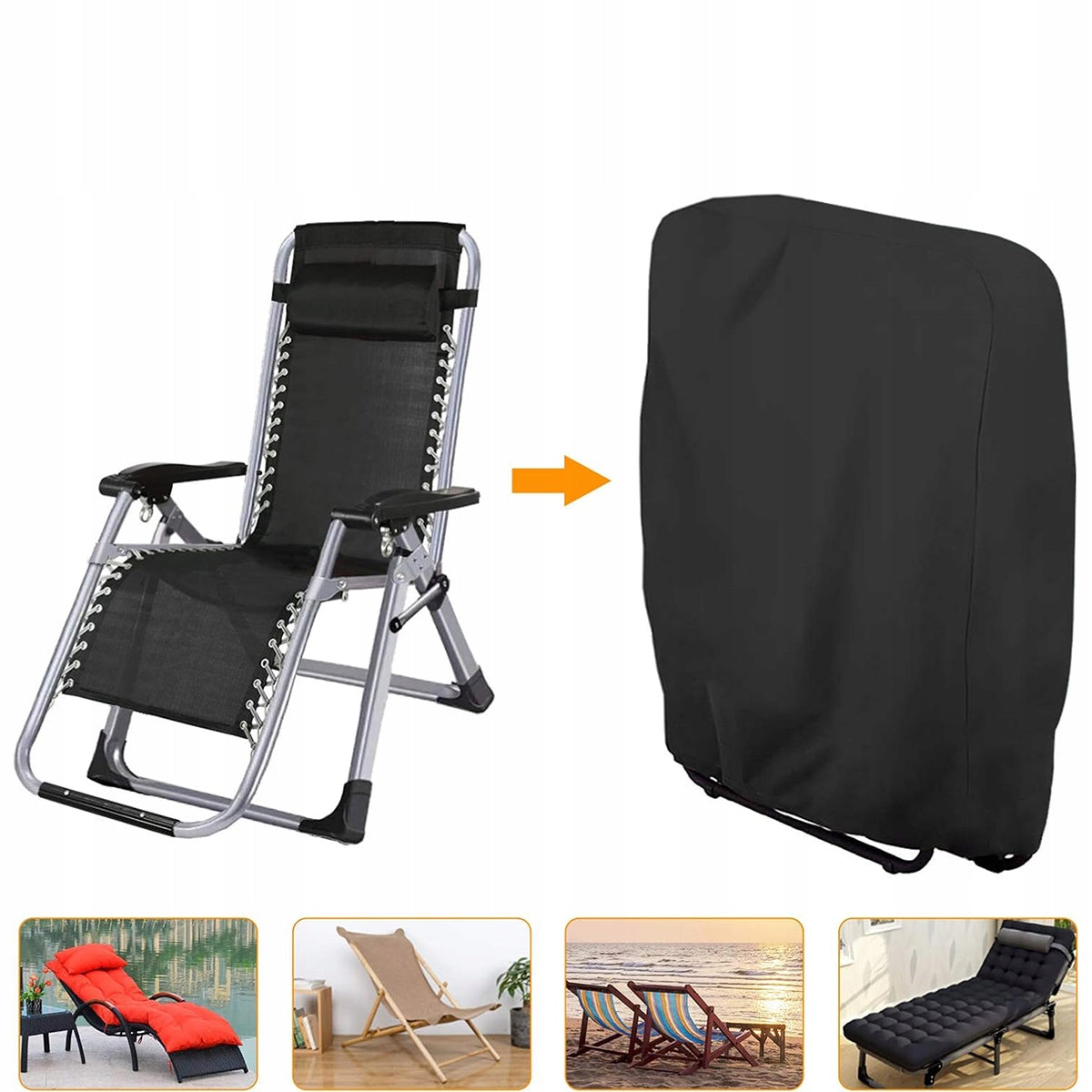 2PCS TARPAULIN COVER FOR SUN LOUNGER GARDEN FOLDING CHAIR WATERPROOF Packaging status original