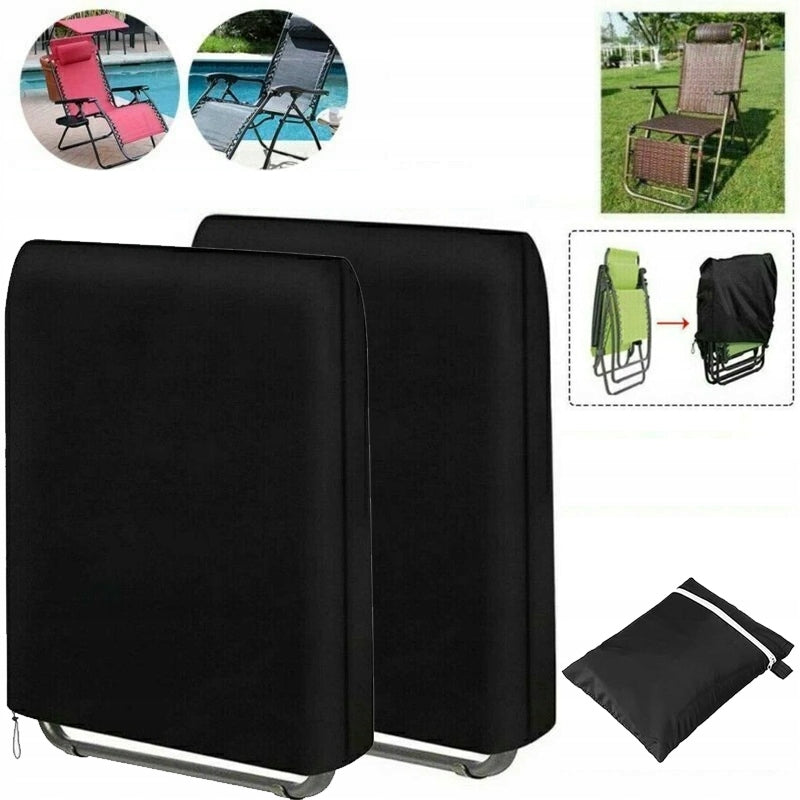 2PCS TARPAULIN COVER FOR SUN LOUNGER GARDEN FOLDING CHAIR WATERPROOF