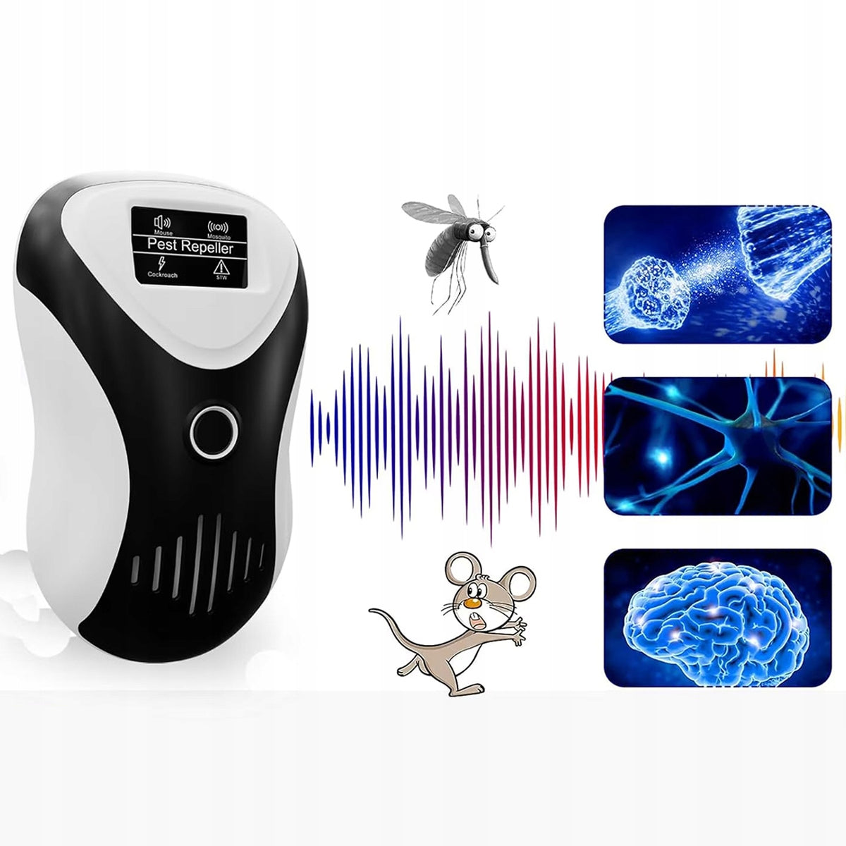2PCS Ultrasonic repellent for bed bugs, rodents, etc. with LCD Use Against mosquitoes mice cockroaches flies ants fleas bedbugs