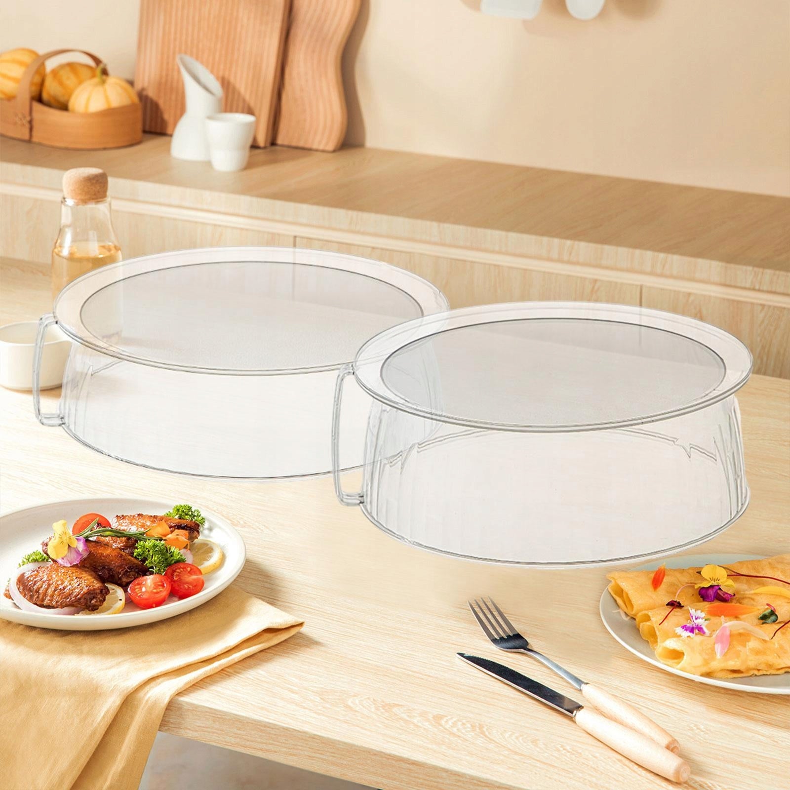 2Pcs Microwave Food Cover Microwave Splash Guard Serving Plate Cover 10"