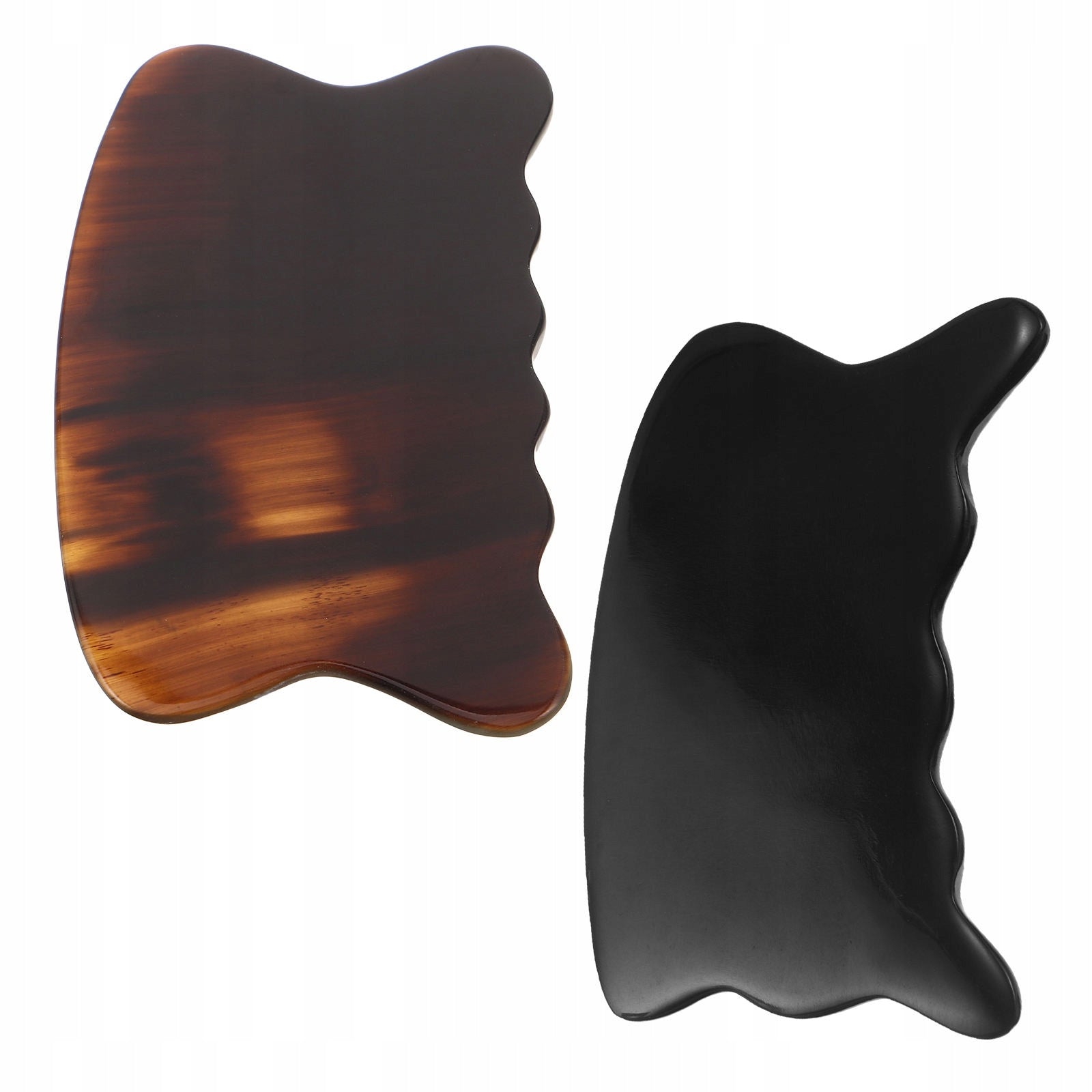 2Pcs Natural Ox Horn Gua Sha Massage Boards for Face and Body Brand no brand