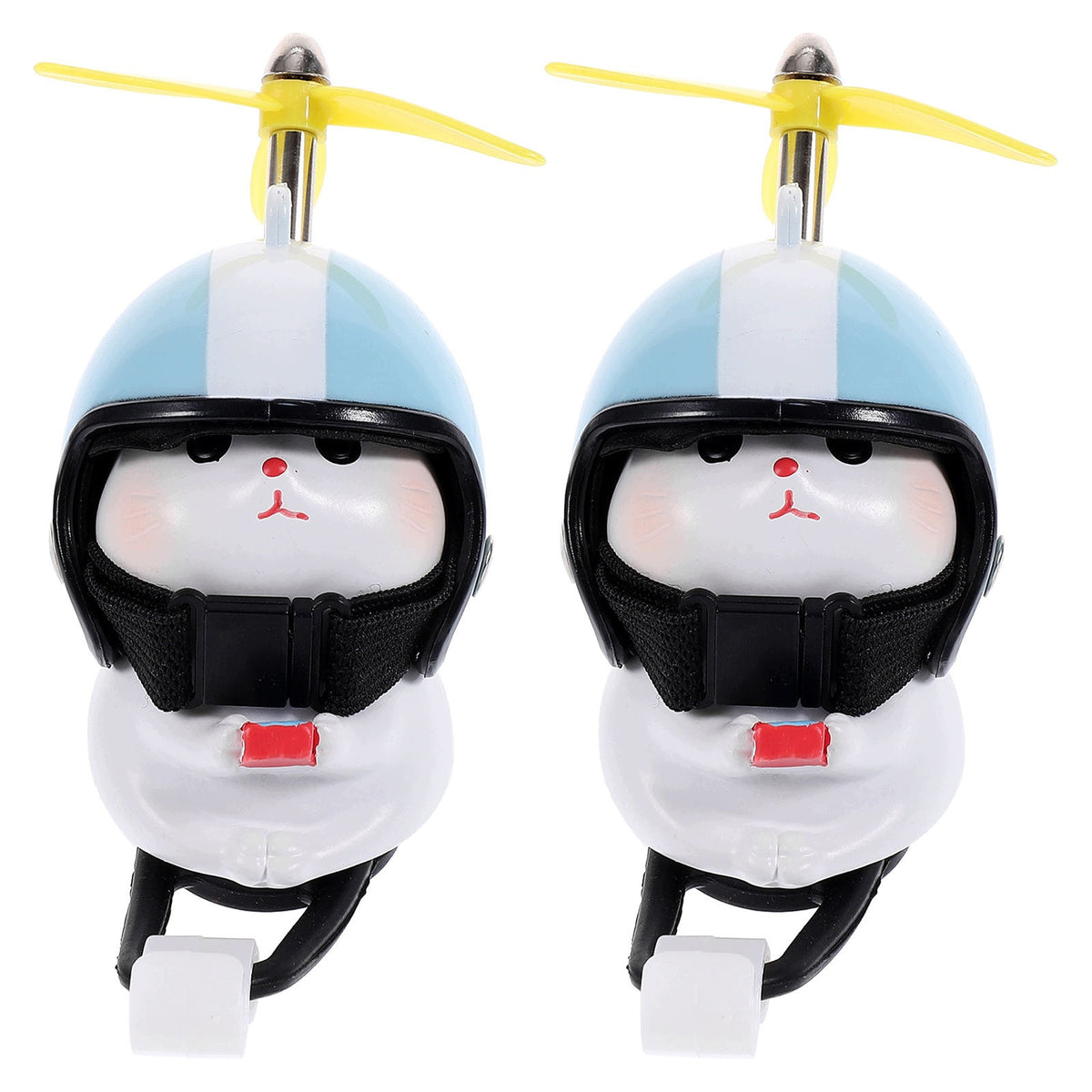 2Pcs Resin Cat Toy with Propeller Helmet for Bike Accessories