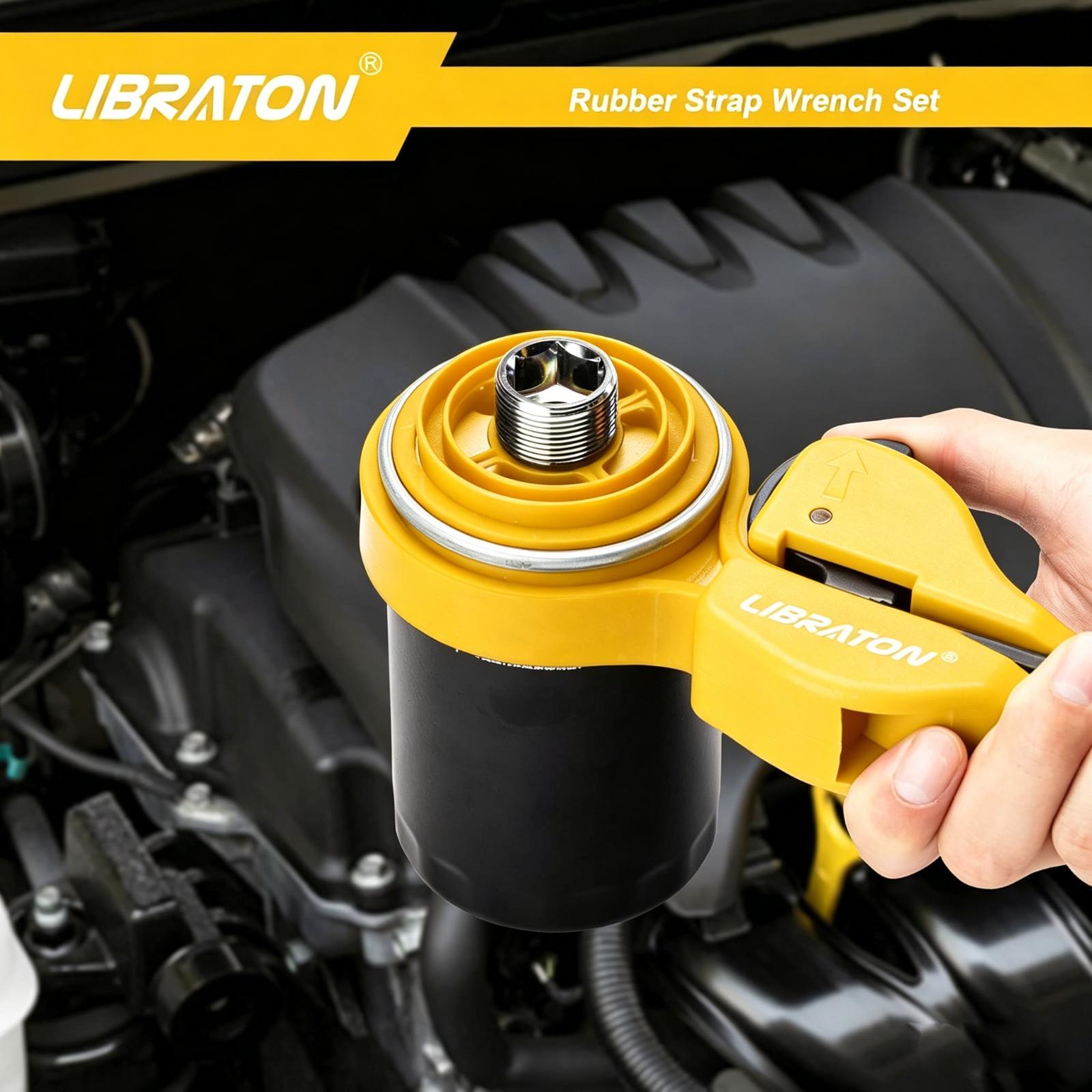 2Pcs Rubber Strap Wrench Set Oil Filter Removal Tool Comfortable Packaging status original