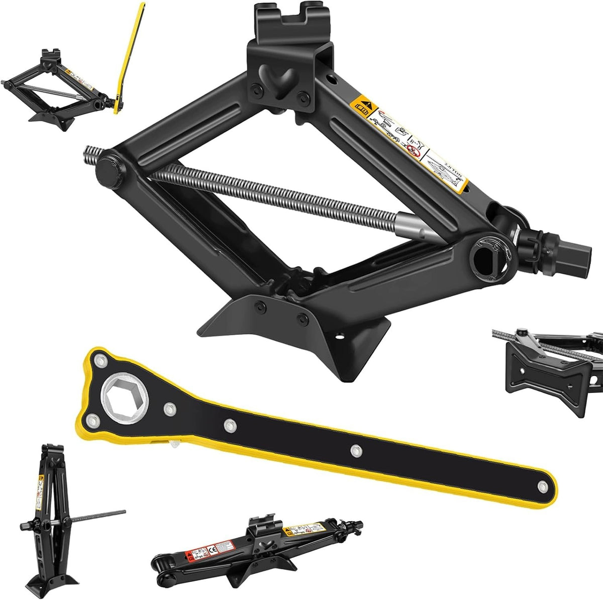 2T Scissor Jack Car Jack with Larbor Saving Ratchet Wrench Easy to Lift Low
