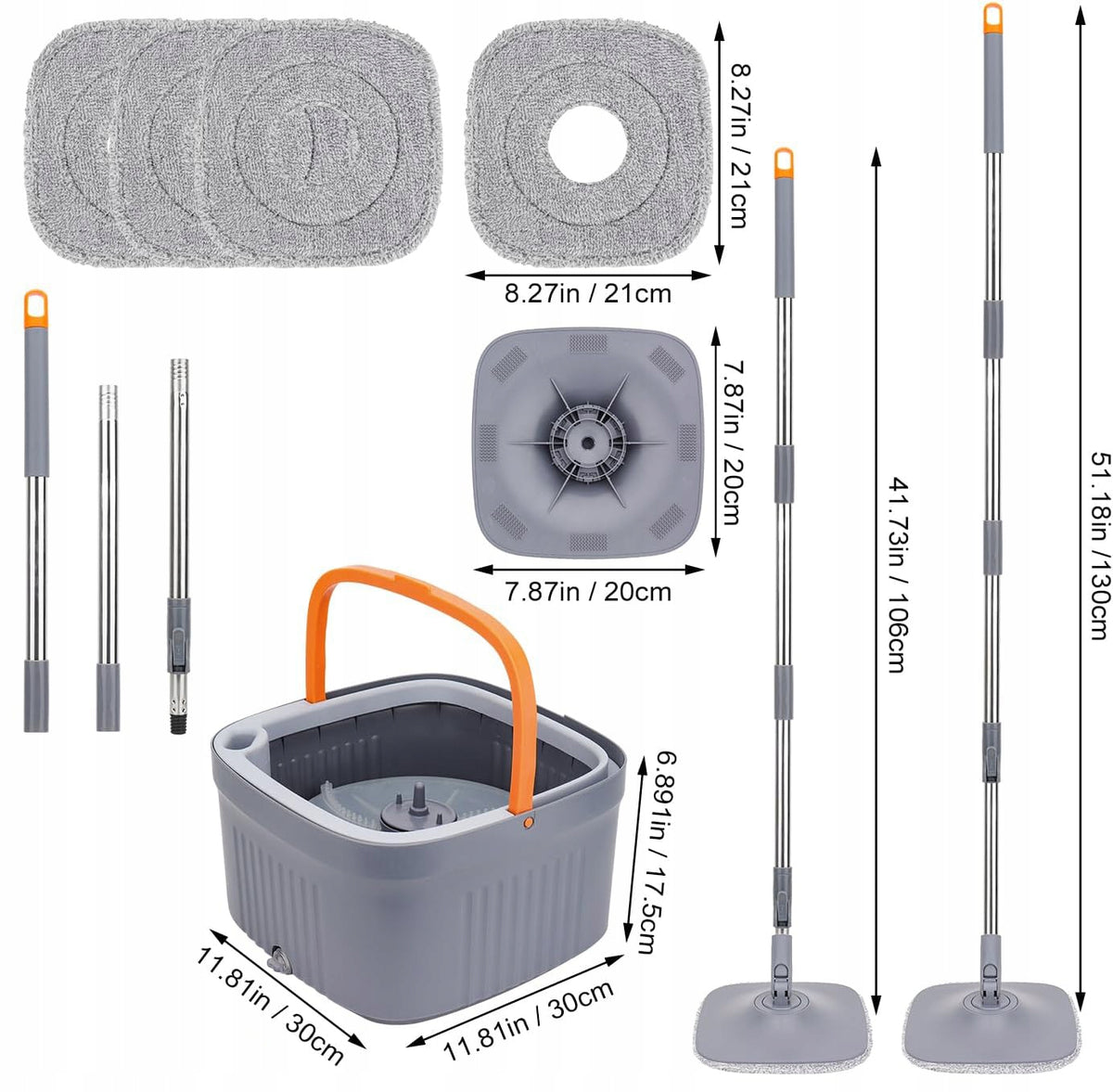 2X 360 DEGREE CLEANING MOP SET WITH BUCKET AND 4 MICROFIBER CARTRIDGES Brand no brand