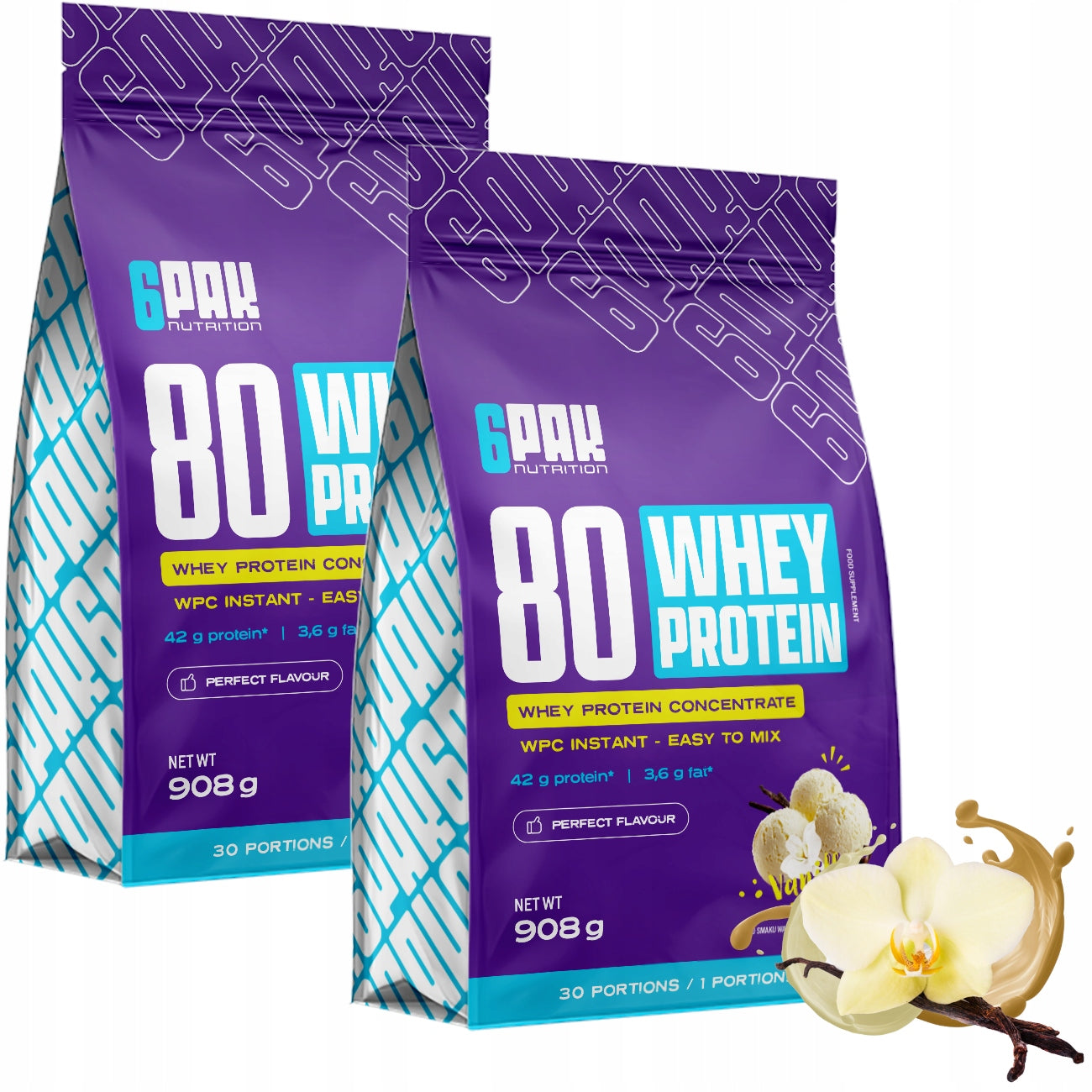 2X 6PACK WPC 80 WHEY PROTEIN 908 G PROTEIN SUPPLEMENT