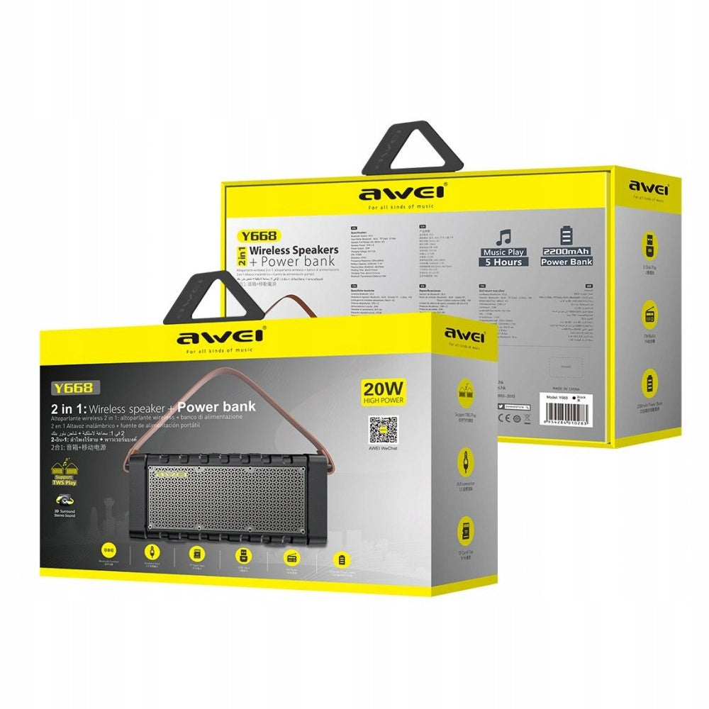 2X AWEI Y668, wireless speaker, black Brand Awei