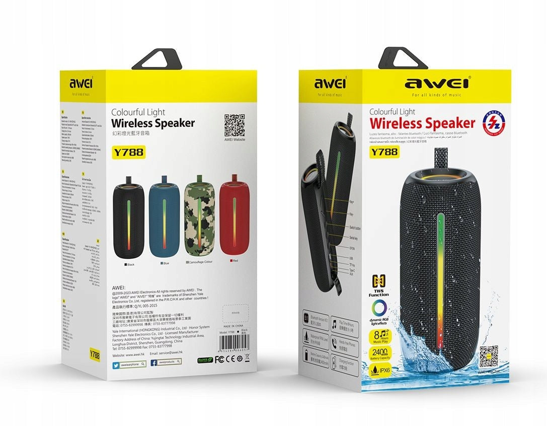 2X AWEI Y788, wireless speaker, black Brand Awei
