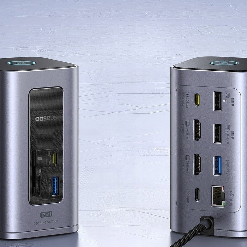 2X BASEUS HUB 12in1 USB-C HDMI DOCKING STATION USB-A RJ45 SD microSD PD 100W Manufacturer code B00568103813-00
