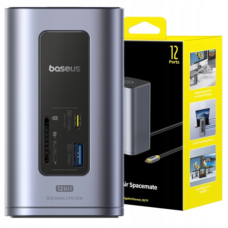 2X BASEUS HUB 12in1 USB-C HDMI DOCKING STATION USB-A RJ45 SD microSD PD 100W