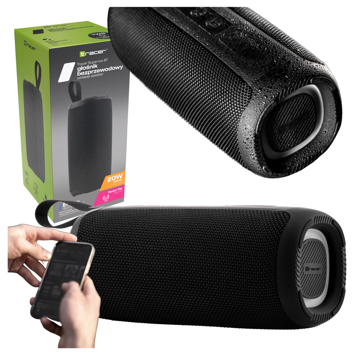 2X BLUETOOTH SPEAKER WITH RADIO PORTABLE WIRELESS BOOMBOX 20W USB AUX S Brand Tracer