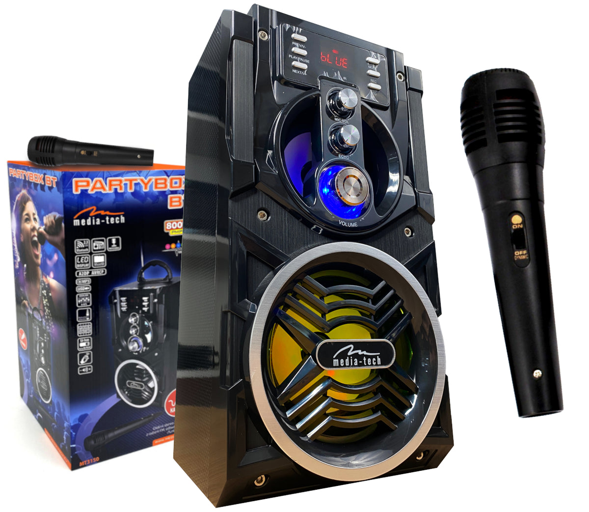 2X Boombox KARAOKE Media-Tech MT3150 MP3 FM Bluetooth Model Partybox BT MT3150