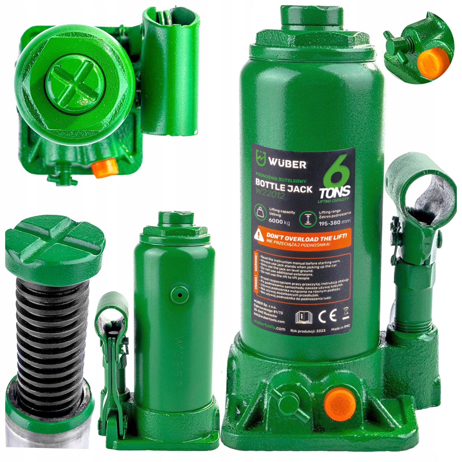 2X CAR LIFT HYDAULIC BOTTLE VALVE STRONG 6 TONS 195-380 mm