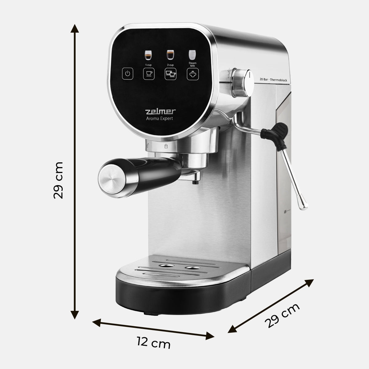 2X COFFEE MAKER ZELMER FLASK PRESSURE MILK FROTHER 20BAR 1360W Model ZCM7300 Aroma Expert