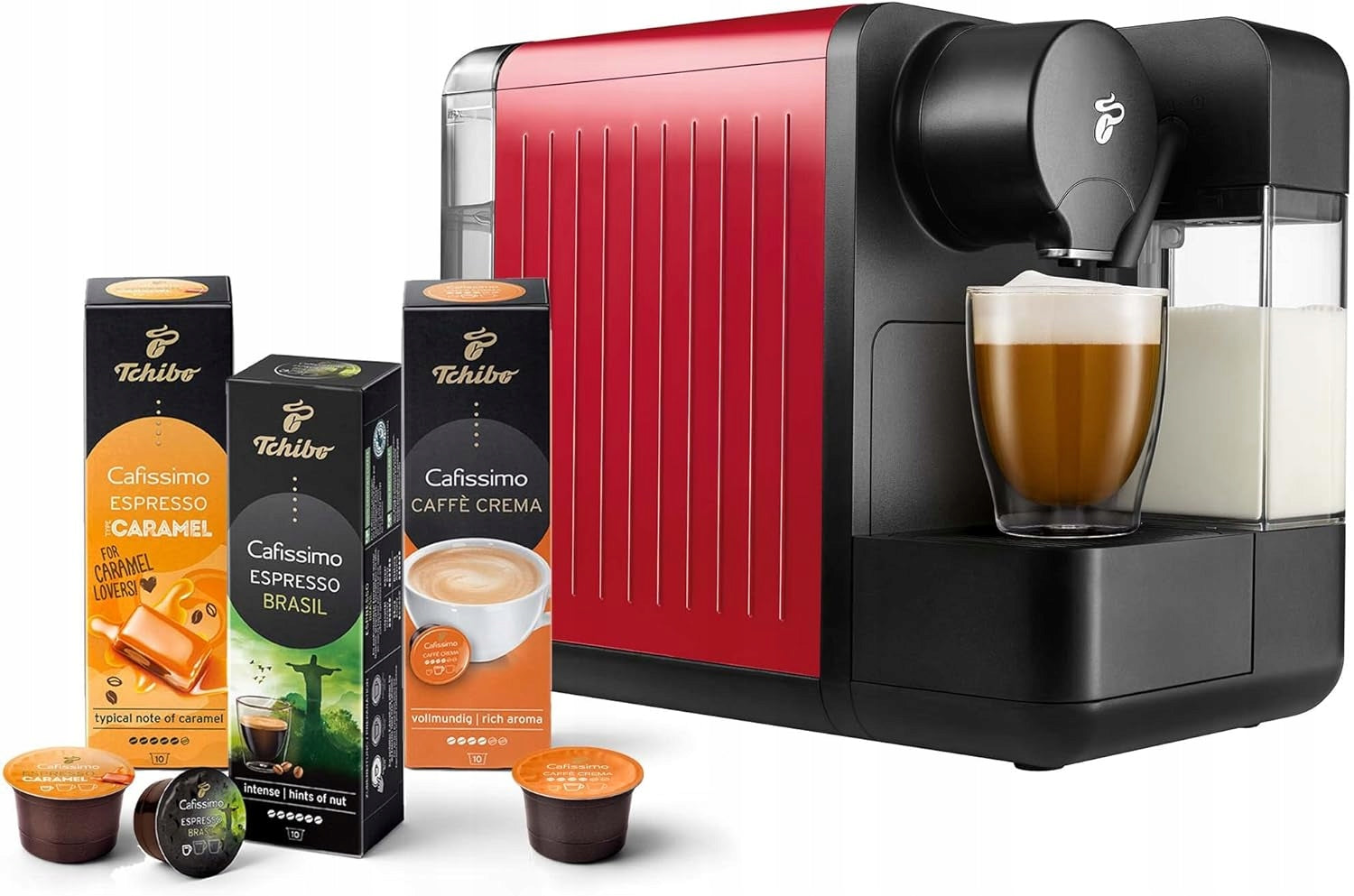 2X Capsule Express Tchibo CAFISSIMO MILK 1350W 1,2L Red