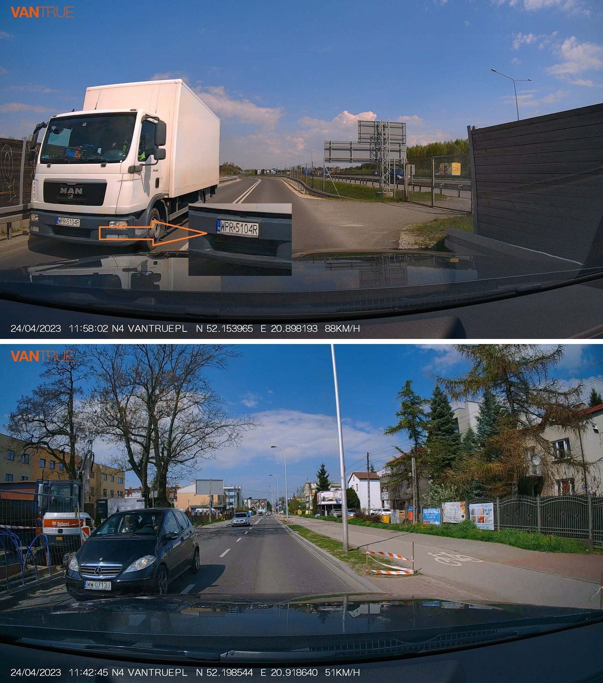 2X Car camera Vantrue N4 PRO 3CH 4K/3,19"/155 Model N4PRO