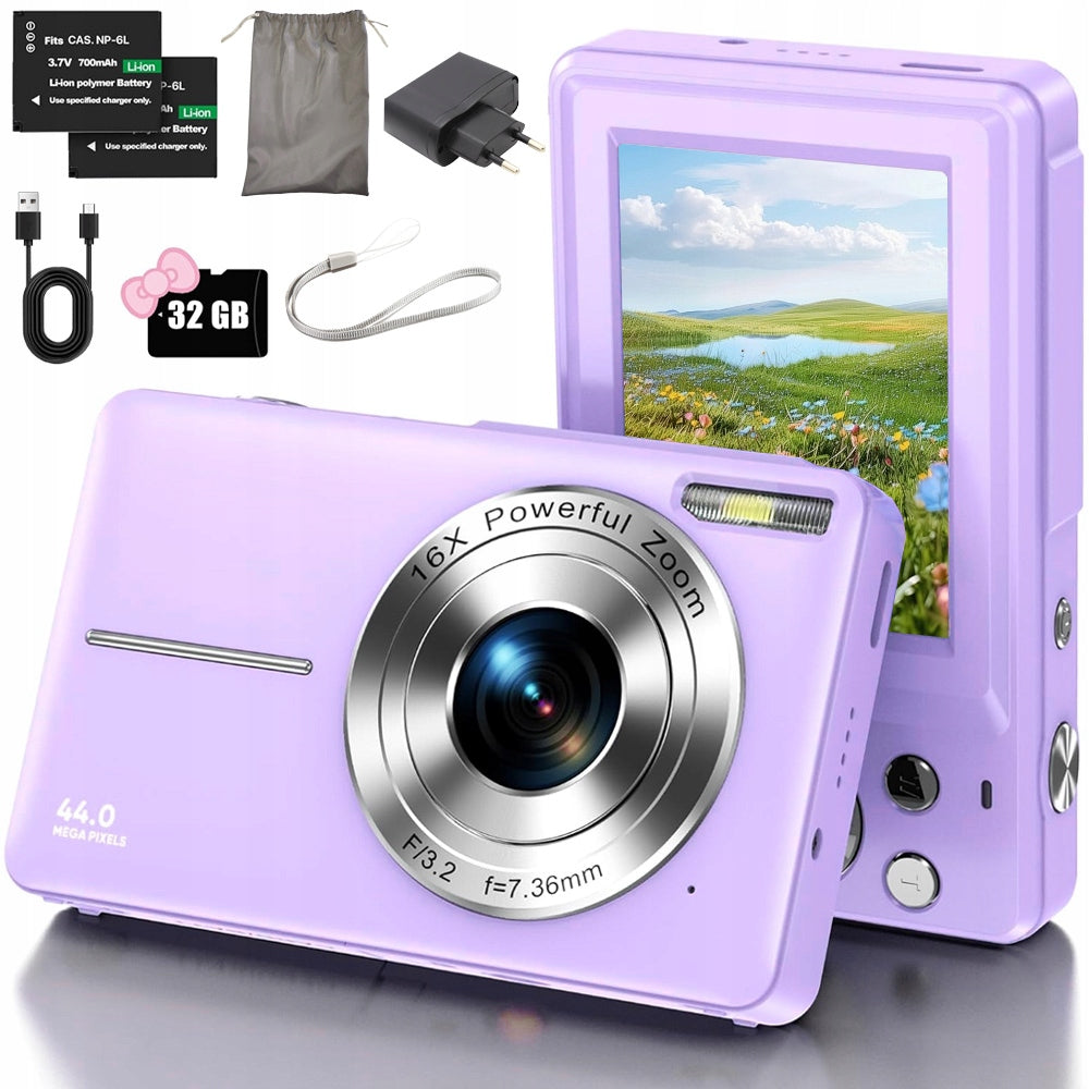 2X DIGITAL CAMERA 44MP 1080P ZOOM 16X WITH LCD SCREEN 24 INCH RECHARGEABLE