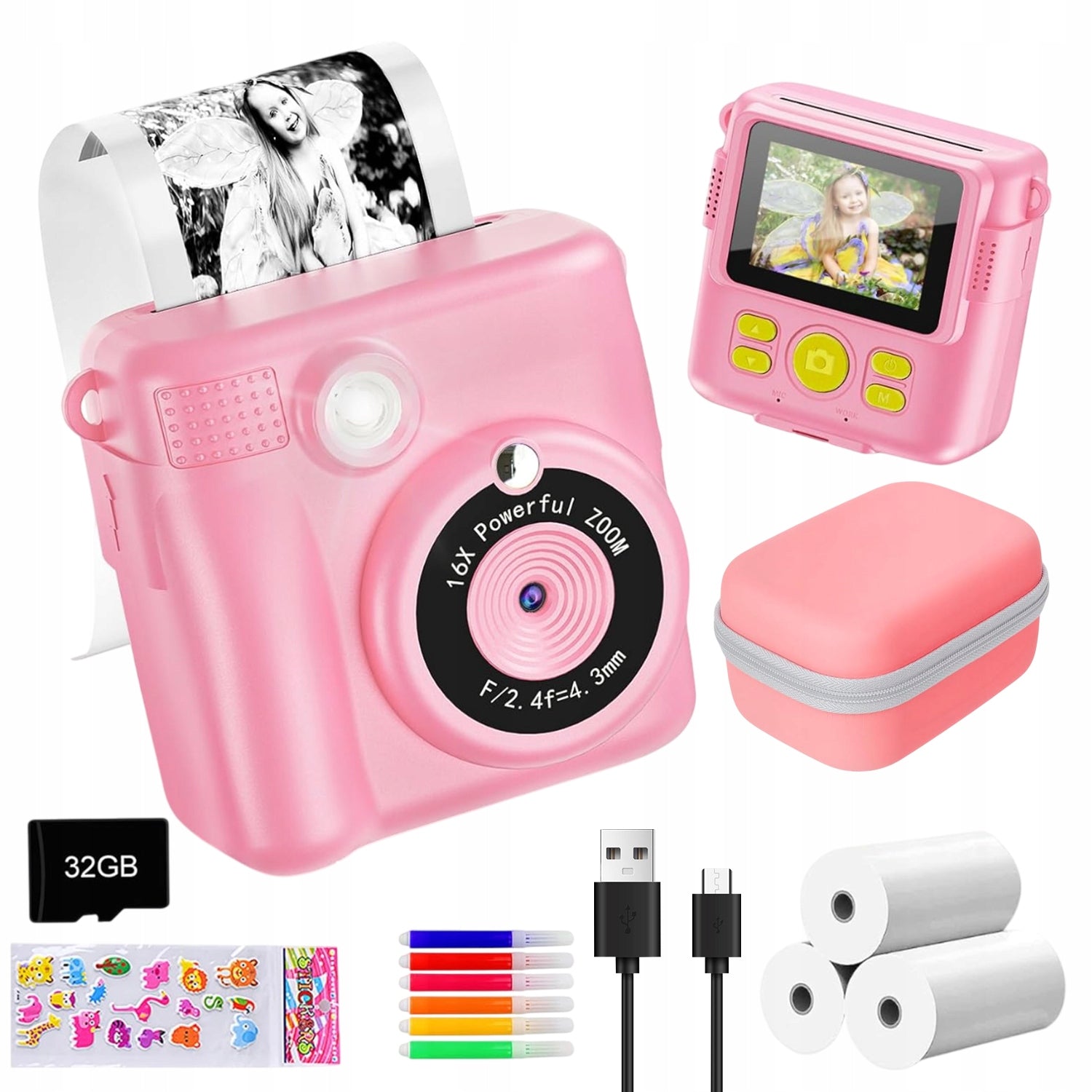 2X DIGITAL CAMERA FOR CHILDREN WITH INSTANT PRINTING FUNCTION AND 32GB CARD Brand no brand