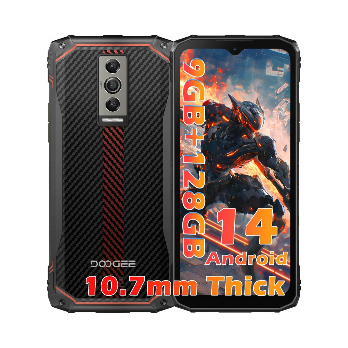 2X DOOGEE Blade 10, 4+5/128GB, 5150mAh, smartphone, Kevlar Red