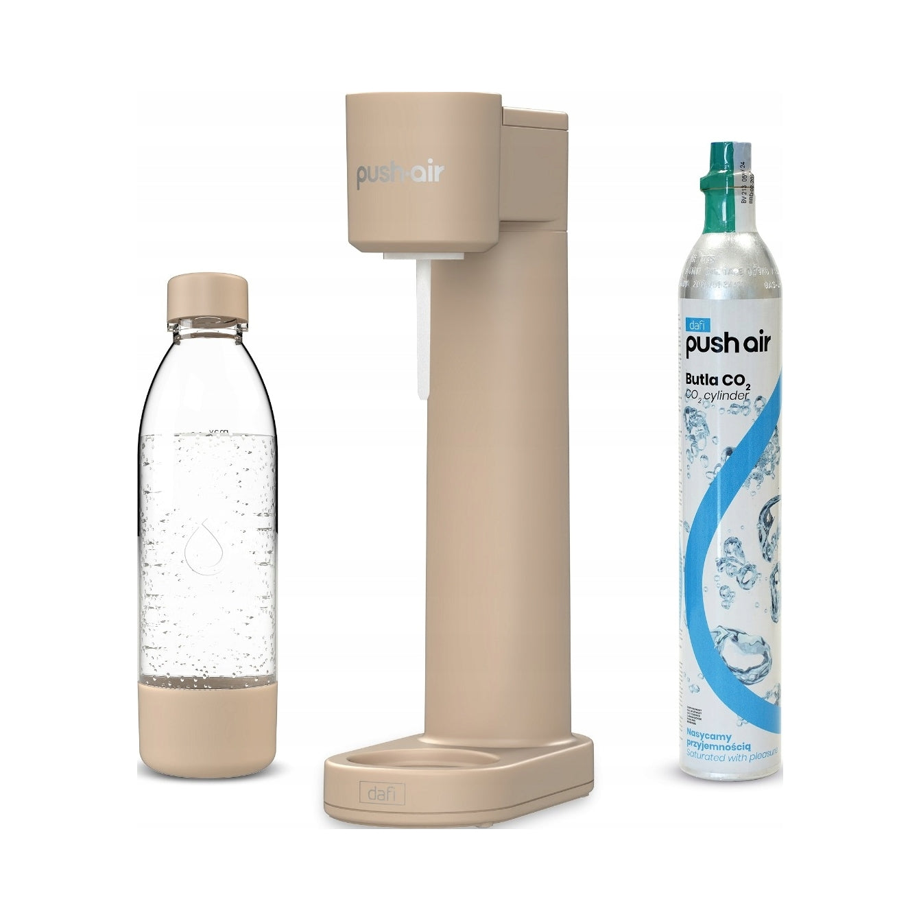 2X Dafi PushAir Saturator with CO2 cartridge + 0,7l Cappuccino bottle