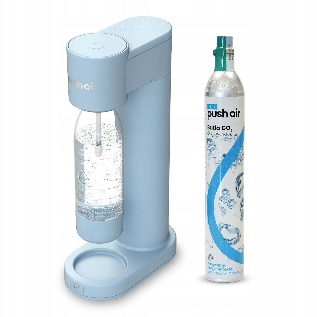 2X Dafi PushAir Saturator with CO2 cartridge + 0,7l bottle Azure/blue Brand Dafi