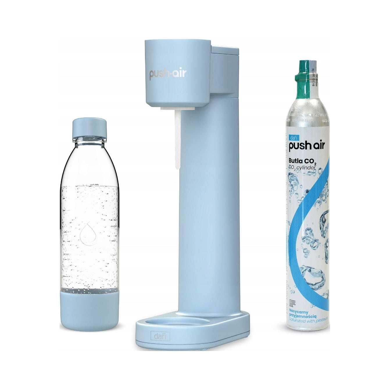 2X Dafi PushAir Saturator with CO2 cartridge + 0,7l bottle Azure/blue