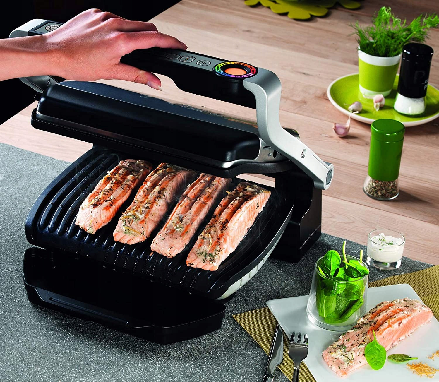 2X ELECTRIC GRILL TEFAL OPTIGRILL SMART GC705D16 2000W SILVER-GREY Brand Tefal