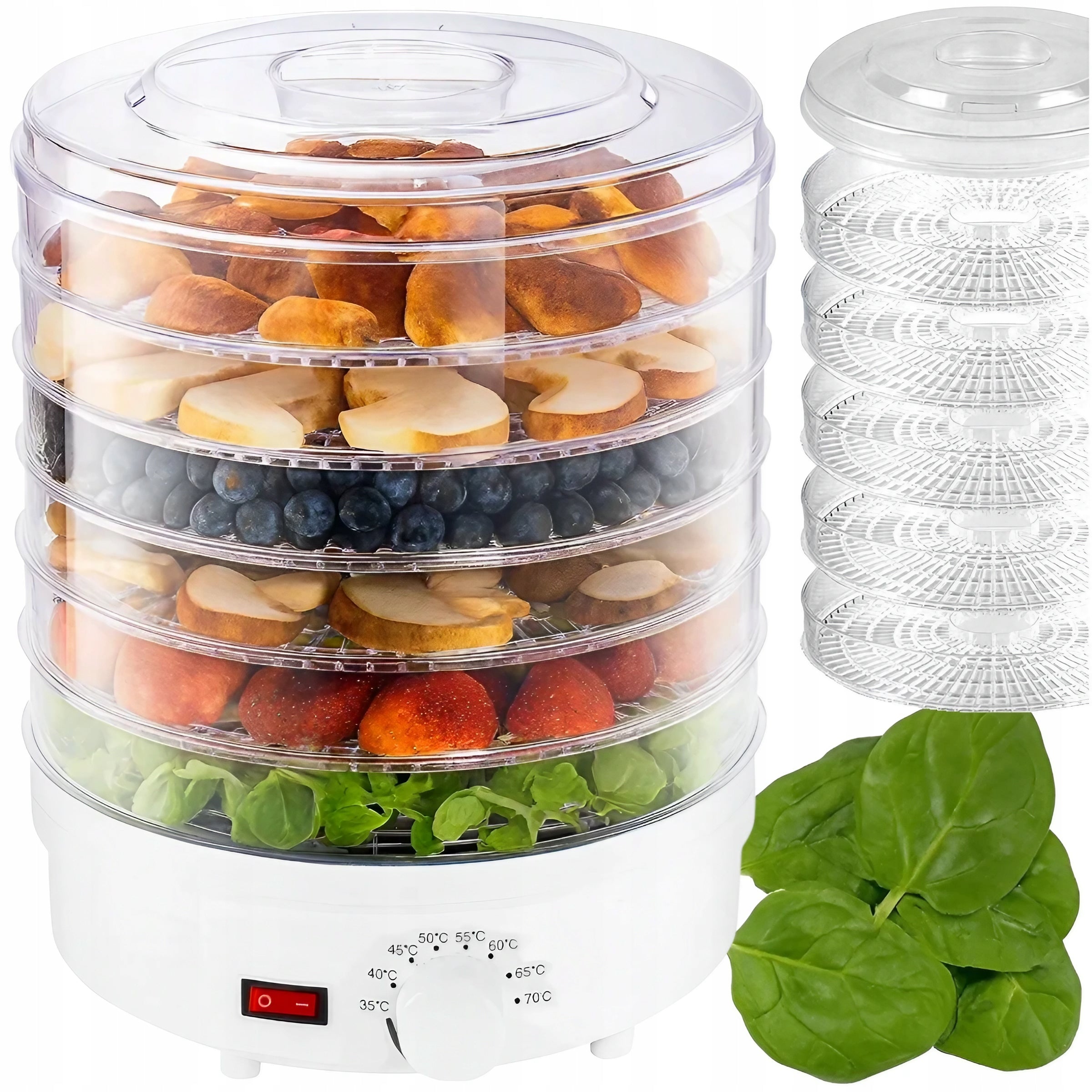 2X FOOD DRYER FOR VEGETABLE FRUIT MUSHROOMS ADJUSTABLE 5 LEVELS 500W DU Dominant color white