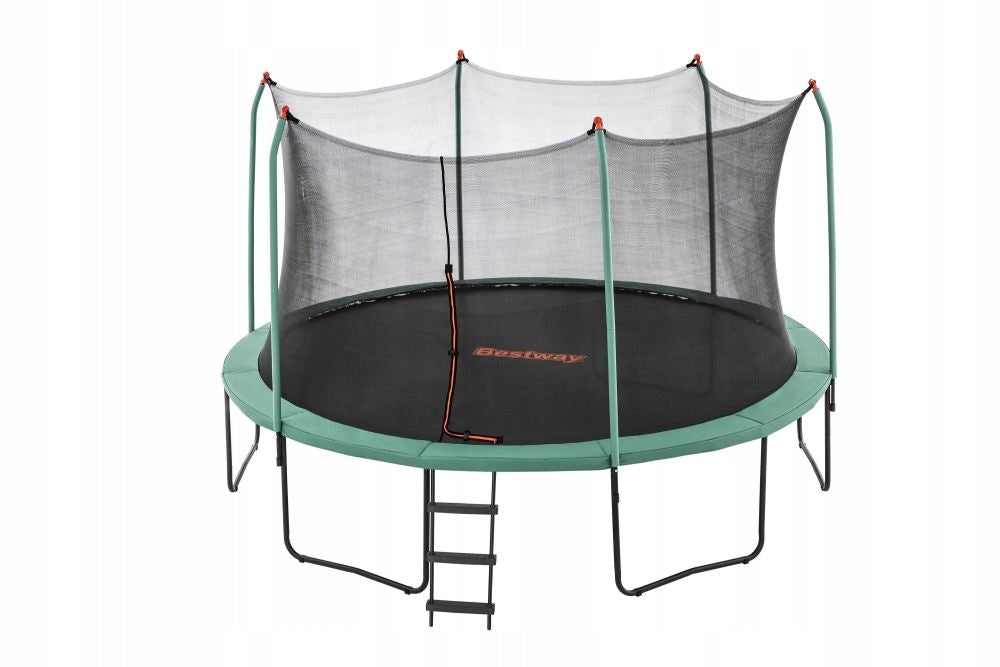 2X Garden trampoline with indoor net for children 427cm LADDER BESTWA