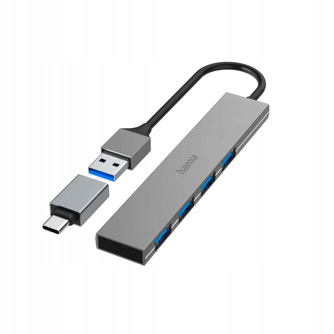 2X HAMA Premium USB 3.2 Hub + USB-C Adapter 4x USB-A Ultra slim 5Gbit/s