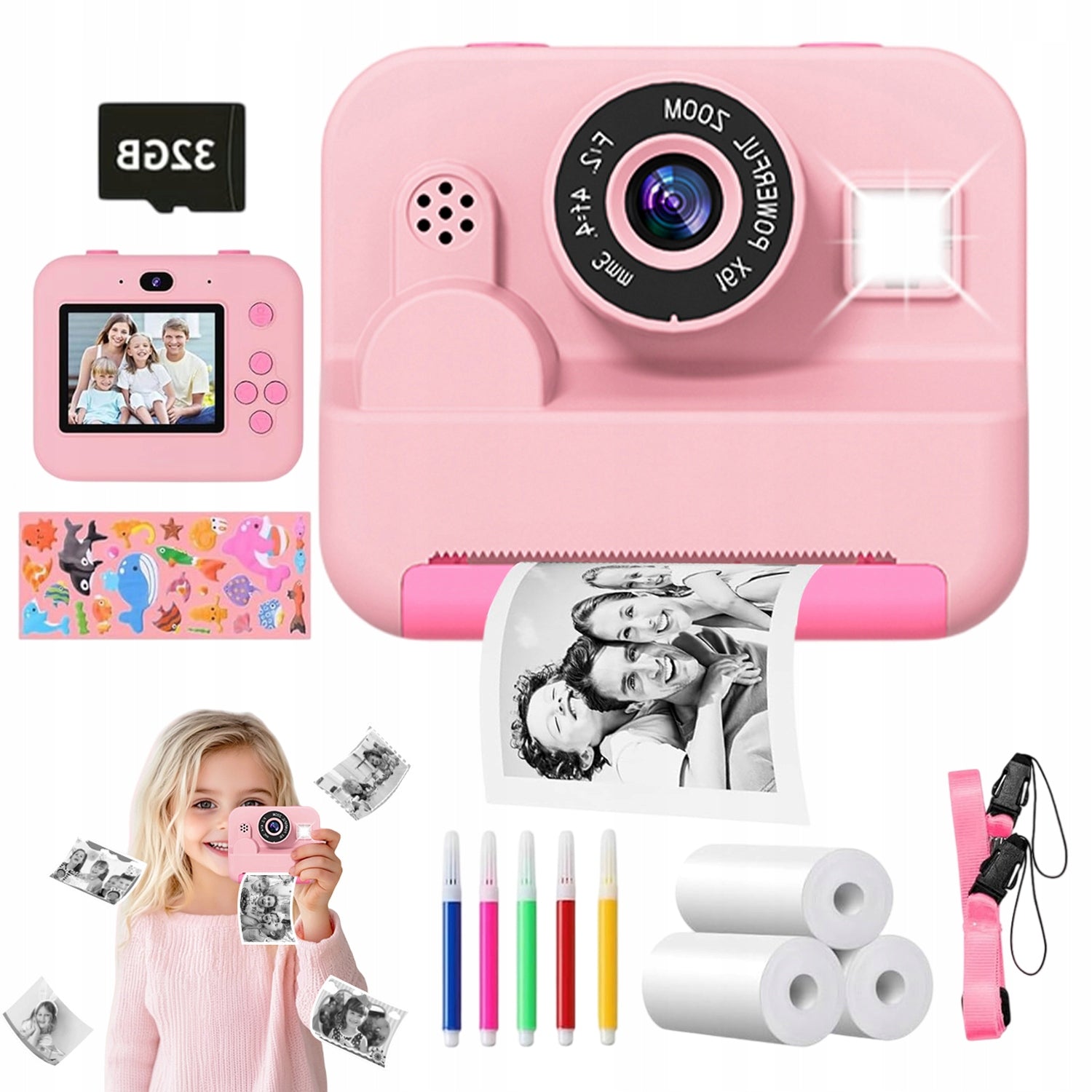 2X HD INSTANT CAMERA FOR KIDS 1080P 32GB PERFECT GIFT