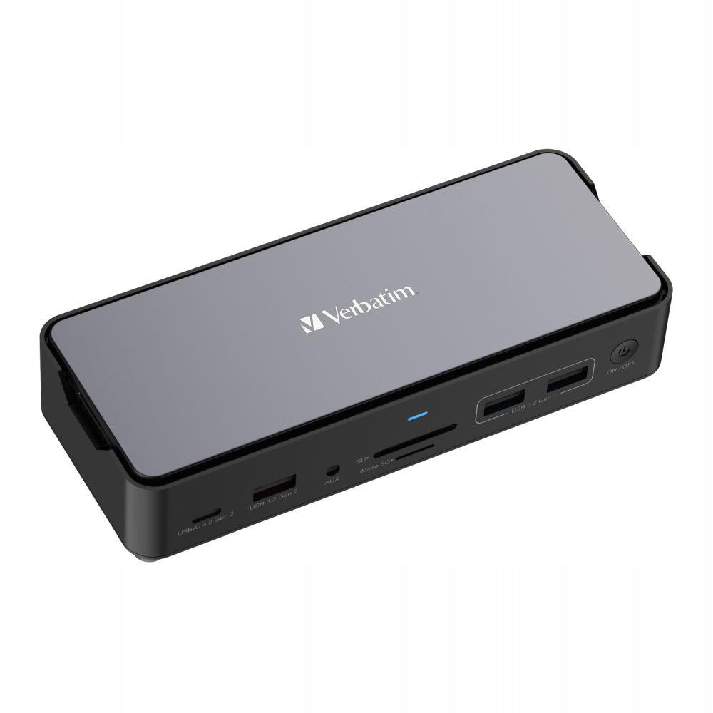 2X Hub Verbatim USB-C Pro 2xHDMI DP RJ45 4xUSB 3xUSB-C SD microSD SSD audio