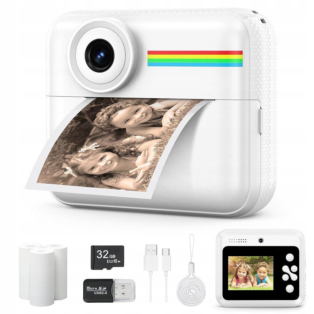 2X INSTANT DIGITAL CAMERA FOR KIDS WITH PRINTER + 32GB CARD + 3 ROLE Brand no brand