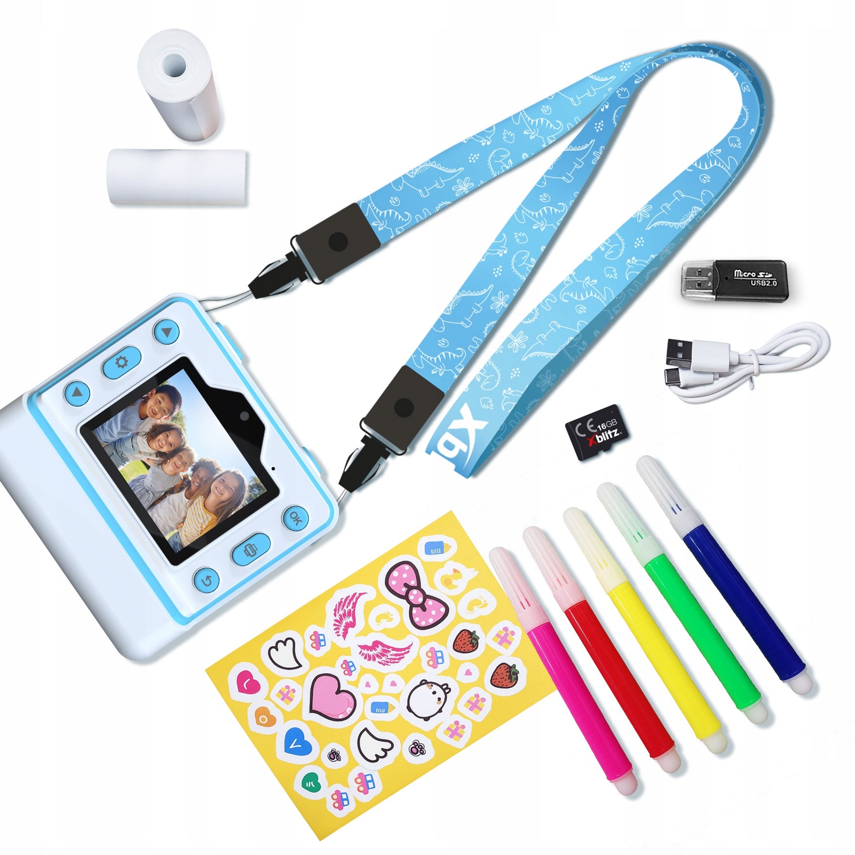 2X Instant Camera for Kids Xblitz Flash Blue with Thermal Printer Brand Xblitz