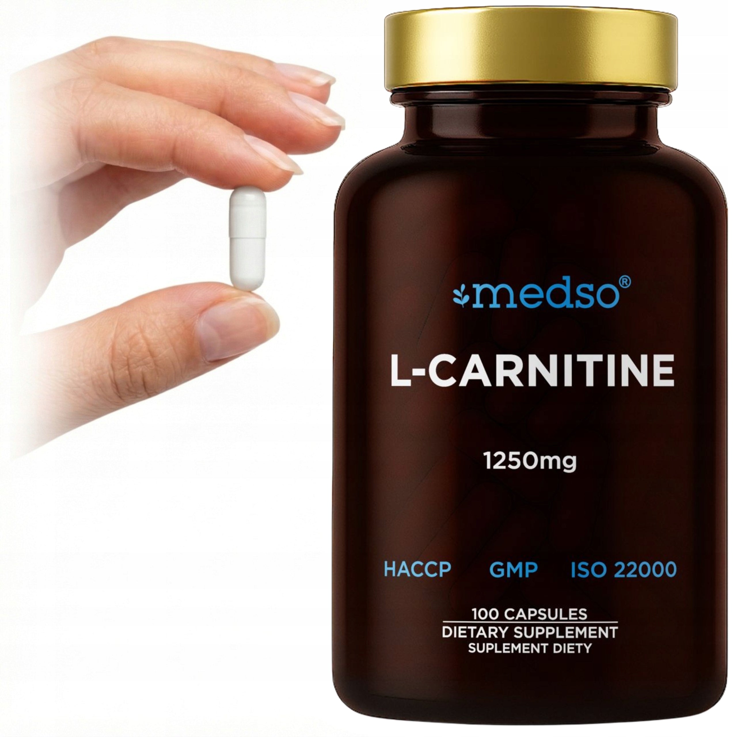 2X L-CARNITINE 1250mg TARTRATE L-CARNITINE STRONG DOSE 100CAPS. MEDSO Packaging status original
