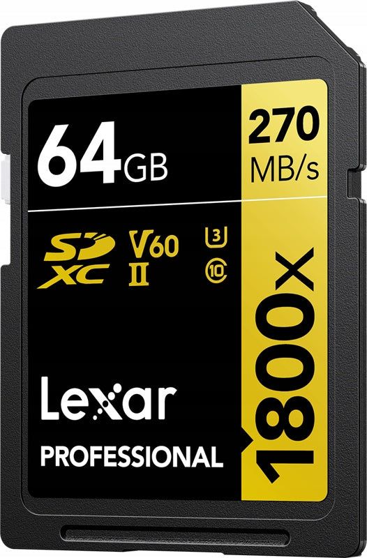 2X Lexar SD Card 64GB 1800x Professional SDXC UHS-II U3 V60 Card capacity 64 GB