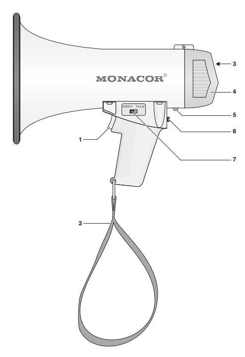 2X MEGAPHONE HANDHELD PORTABLE BATTERY OPERATED ALARM SIREN 100 dB MONACOR TM- Brand Monacor