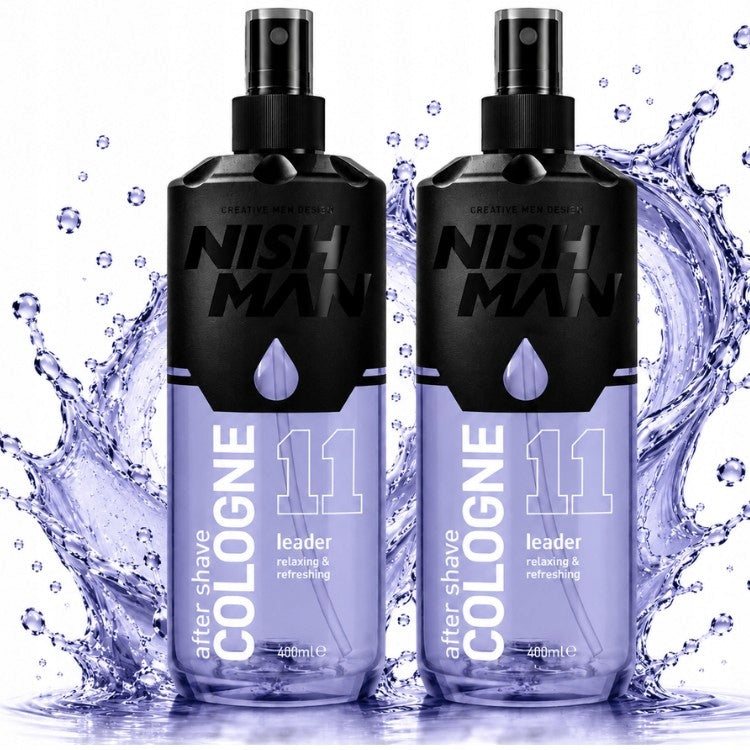 2X NISHMAN COLOGNE SPRAY NO. 11 LEADER AFTER SHAVE COLOGNE 400 ML