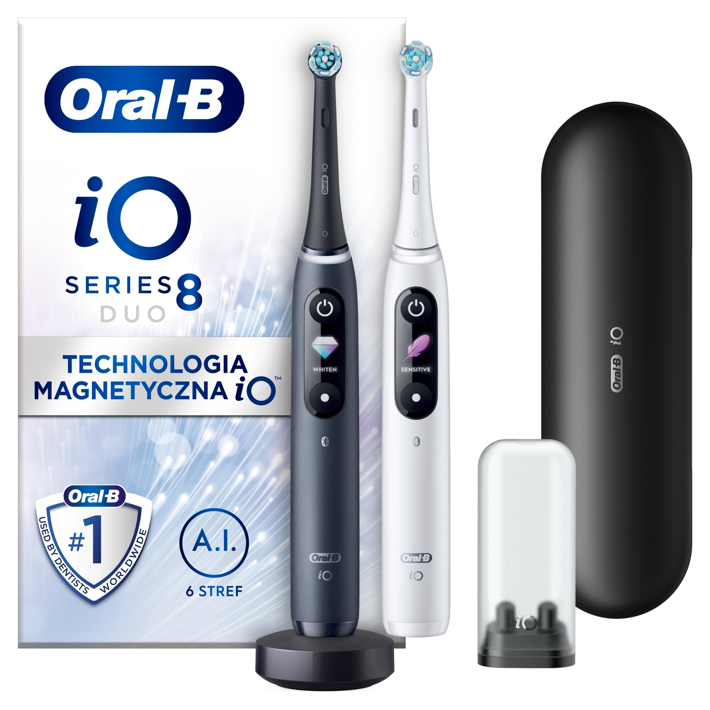 2X ORAL-B iO 8 Duo, Black&White, electric toothbrush